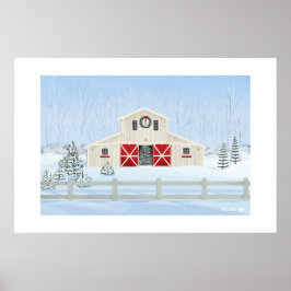 Winter White Snowy Weihnachtsstall Große Print Poster