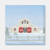 Winter White Snowy Weihnachtsstall Magnet (Vorne)