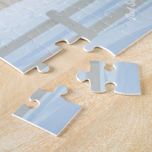 Winter White Snowy Weihnachtsstall Puzzle (Seite)