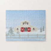 Winter White Snowy Weihnachtsstall Puzzle (Horizontal)