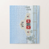 Winter White Snowy Weihnachtsstall Puzzle (Vertikal)
