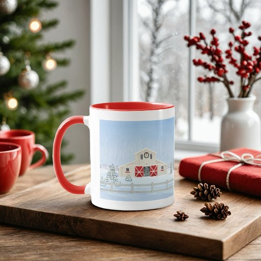 Winter White Snowy Weihnachtsstall Red Doors Tasse