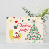 Winter White Teddy Bear Cute Christmas Party Einladung (Stehend Vorderseite)