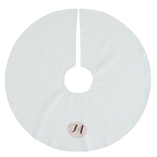 Winter White und Cameo Monogram Polyester Weihnachtsbaumdecke (Vorderseite)