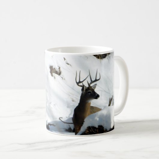 Winter Whitetail Buck Antlers Tasse (VorderseiteRechts)