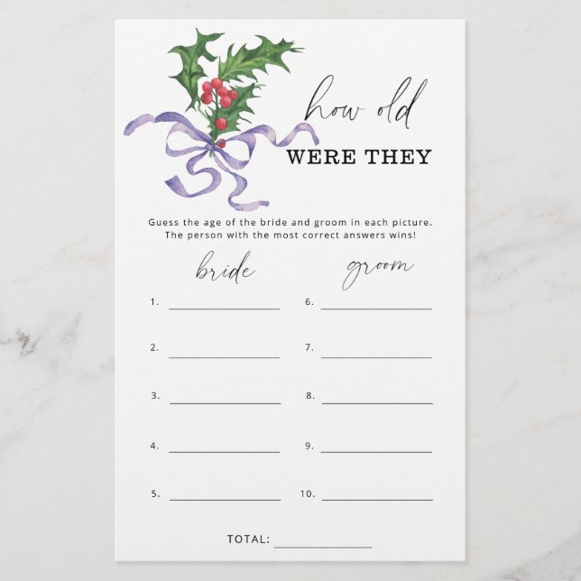 Winter Wie alt waren sie das Brautspiel (Vorderseite)