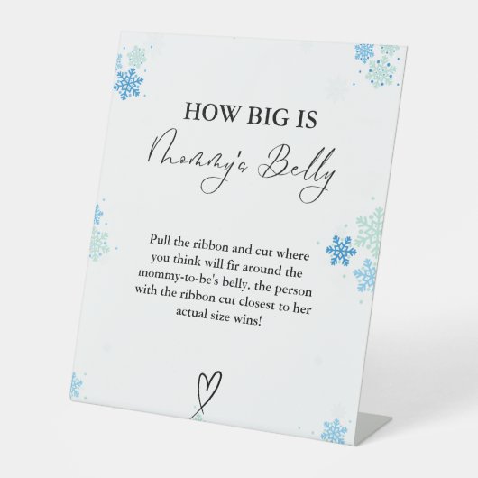 Winter Wie groß ist das Baby Shower Game der Mama Sockelschild (Vorderseite)