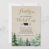 Winter Wild ein Geburtstag Einladung (Vorderseite)