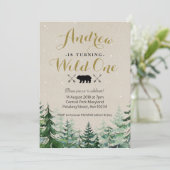 Winter Wild ein Geburtstag Einladung (Stehend Vorderseite)