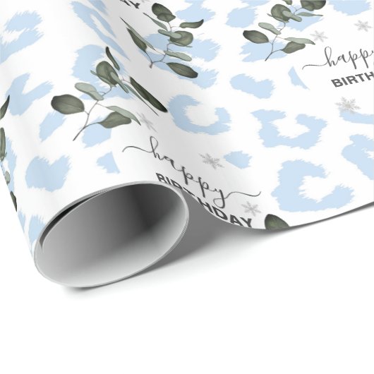 Winter Wild Glacier Leopard Geschenkpapier (Rolleneckpunkt)