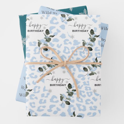 Winter Wild Glacier Leopard Geschenkpapier Set (Beispiel)