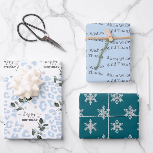 Winter Wild Gletscher Leopard Geschenkpapier Set (Vorderseite)