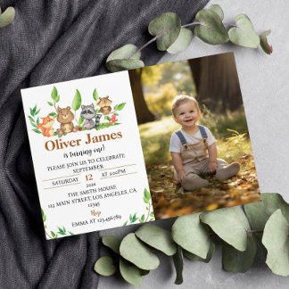Winter Wild One First Birthday Photo Invitation Einladung