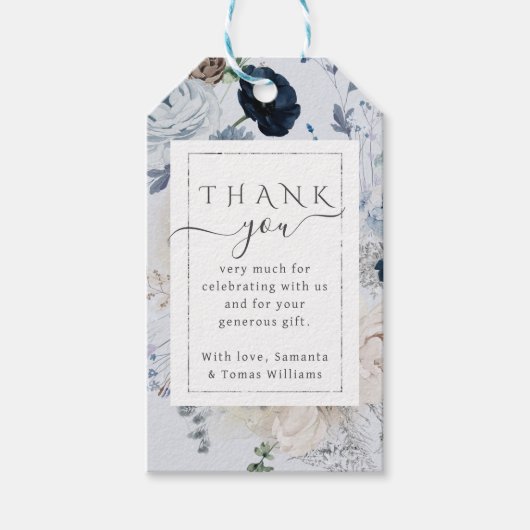 Winter Wildblume Elegant Boho Babydusche Geschenkanhänger (Vorderseite)