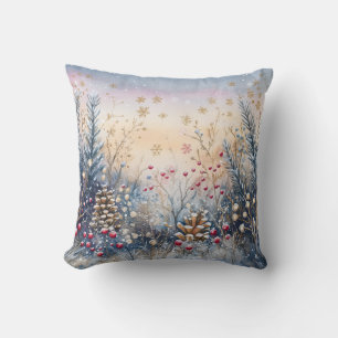 Winter-Wildblumen-Wurfkissen mit Schnee Kissen