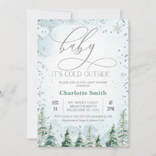 Winter Wilderness Baby Boy Baby Dusche Einladung