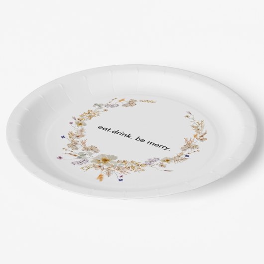 Winter Wildflower Bloom Rustic Boho Gardens Pappteller (Schrägansicht)