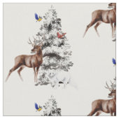 Winter Wildnis mit Schneebaum Stoff (Nahaufnahme)