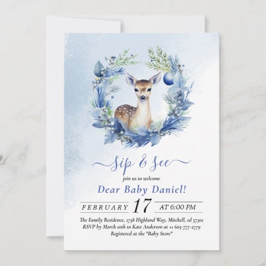 Winter Wildwasser-Sip und sehen Einladung (Vorderseite)