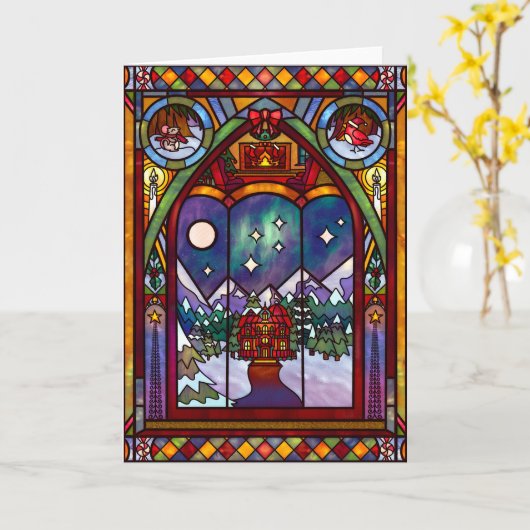 Winter Windows Christmas Card Karte (Gelbe Blume)