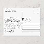 Winter Wir haben den rustikalen Pinienwald Urlaub  Ankündigungspostkarte (Rückseite)