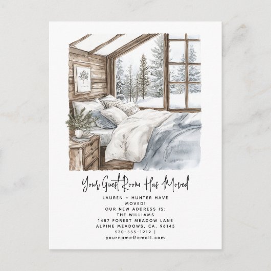 Winter wir haben Wasserfarben Pine Trees Urlaub ve Ankündigungspostkarte (Vorderseite)