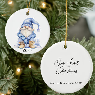 Winter wird unser erstes Weihnachtsfest Keramik Ornament
