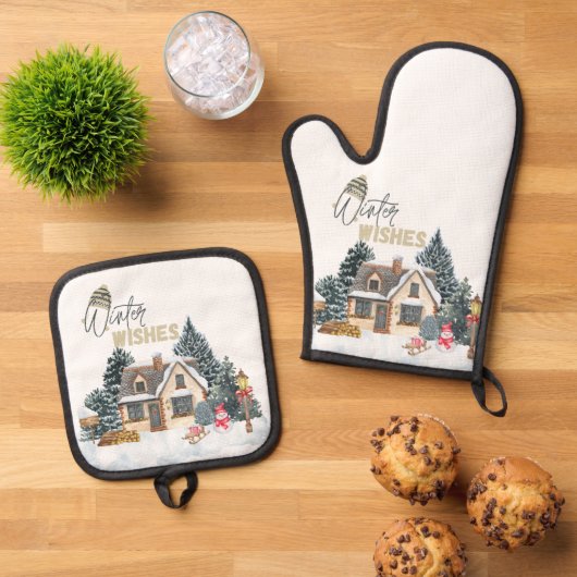 Winter Wishes Christmas Gift For Home Decor Ofenhandschuh & Topflappen-Set (Oben Unten)