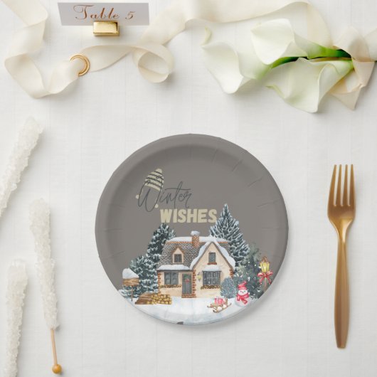 Winter Wishes Christmas Gift For Home Decor Wine Pappteller (Hochzeit)