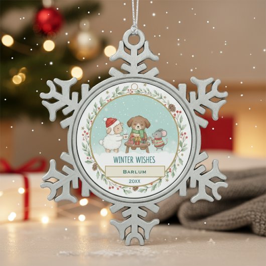 Winter Wishes Schneeflocken Zinn-Ornament