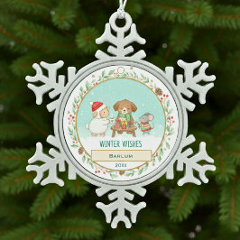 Winter Wishes Schneeflocken Zinn-Ornament