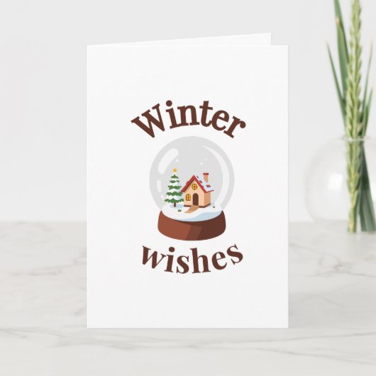 Winter Wishes Snow Globe Karte (Vorderseite)
