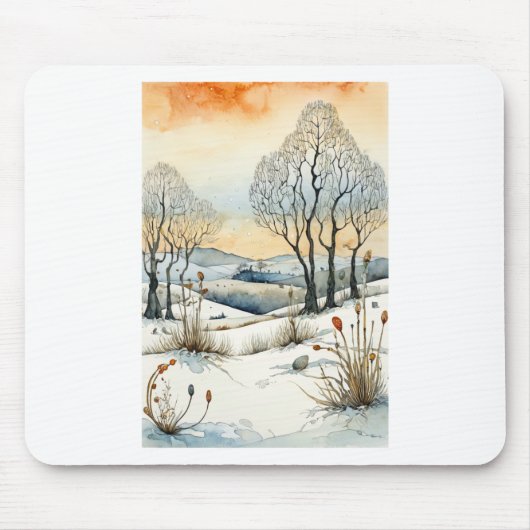 Winter-Wispernde Samen-Pods-Aufkleber Mousepad (Vorne)