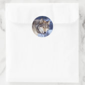Winter Wolf 2 Runder Aufkleber (Tasche)