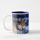 Winter Wolf 2 Zweifarbige Tasse (Links)