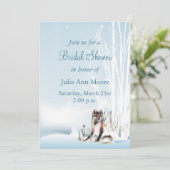 Winter Wolf Brautparty Einladung (Stehend Vorderseite)