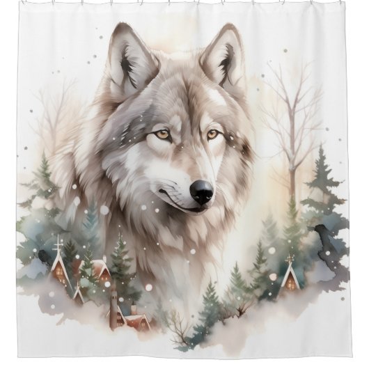 Winter Wolf Duschvorhang (Vorderseite)