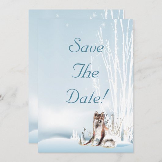 Winter Wolf Einladung (Vorne/Hinten)