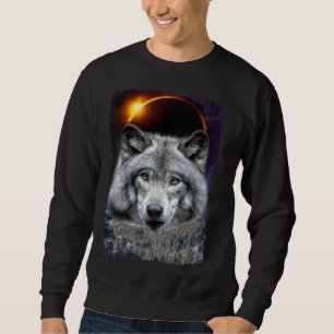Winter Wolf Galaxy Sun Moon Eclipse Sweatshirt