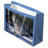 Winter Wolf Große Geschenktüte (Vorderseite Schrägansicht)