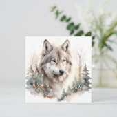 Winter Wolf Grußkarte Karte (Stehend Vorderseite)