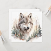 Winter Wolf Grußkarte Karte (Vorderseite/Rückseite Beispiel)