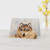 Winter Wolf Karte (Gelbe Blume)