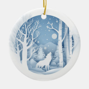 Winter Wolf Keramik Ornament