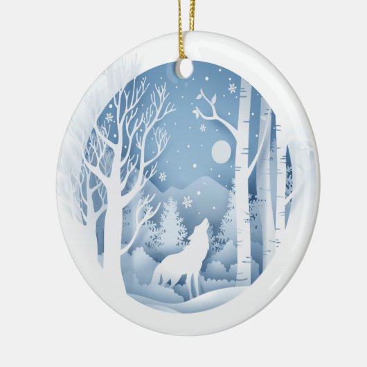 Winter Wolf Keramik Ornament (Links)