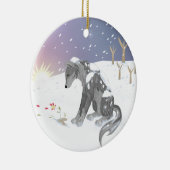 Winter Wolf Keramik Ornament (Rechts)