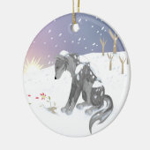 Winter Wolf Keramik Ornament (Links)