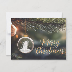 Winter Wolf mit floraler Weihnachtskarte Postkarte
