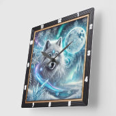 Winter Wolf Moon Quadratische Wanduhr (Winkel)