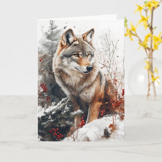 Winter Wolf Notecard Stationary Karte (Gelbe Blume)